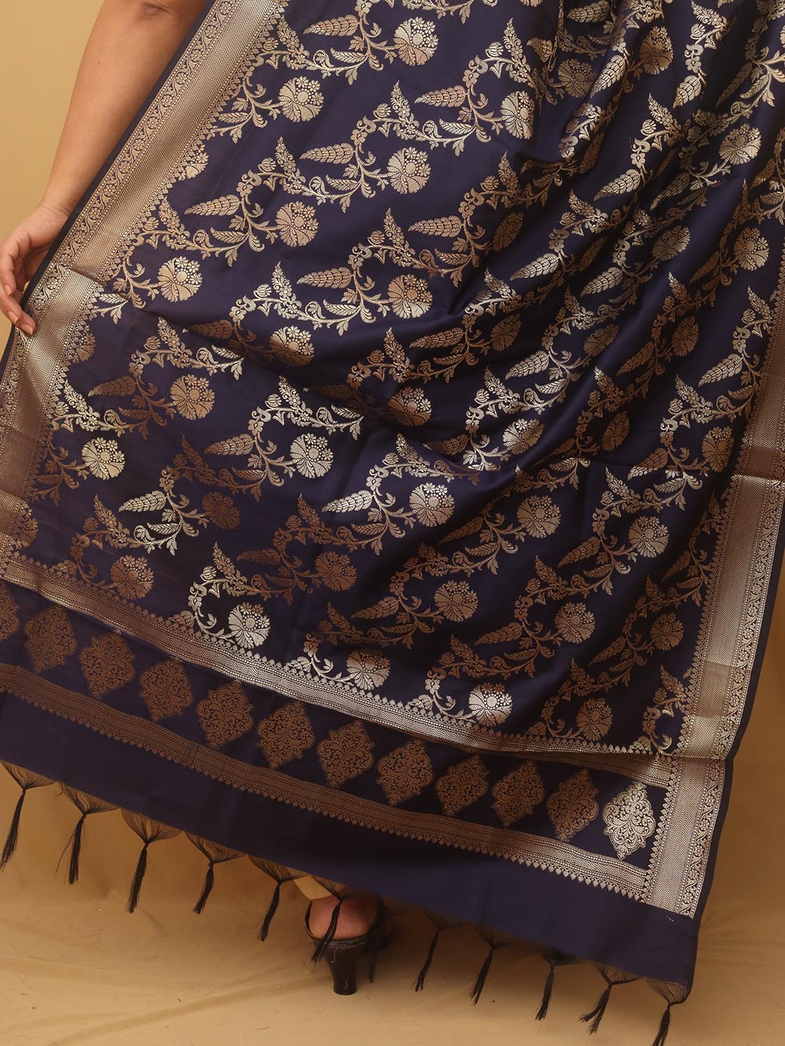 Blue Banarasi Silk Dupatta - Luxurion World