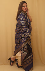 Blue Banarasi Silk Dupatta - Luxurion World