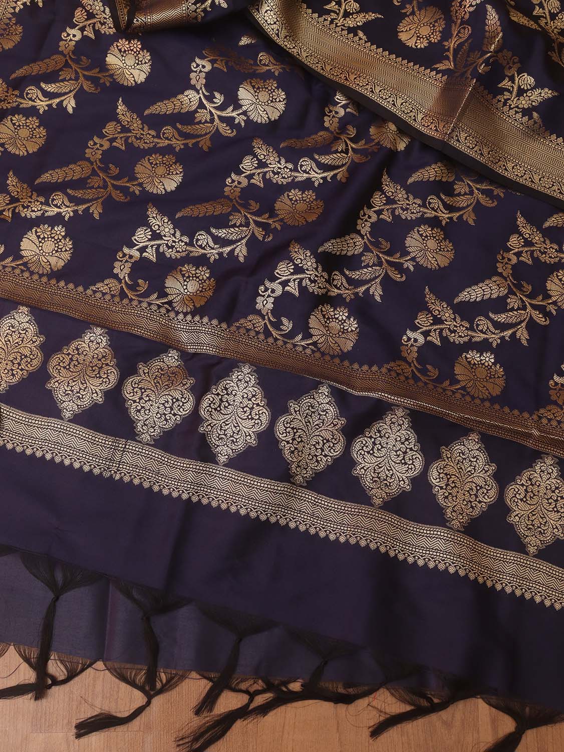 Blue Banarasi Silk Dupatta - Luxurion World