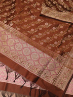 Brown Banarasi Silk Meenakari Dupatta - Luxurion World