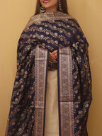 Blue Banarasi Silk Meenakari Dupatta - Luxurion World