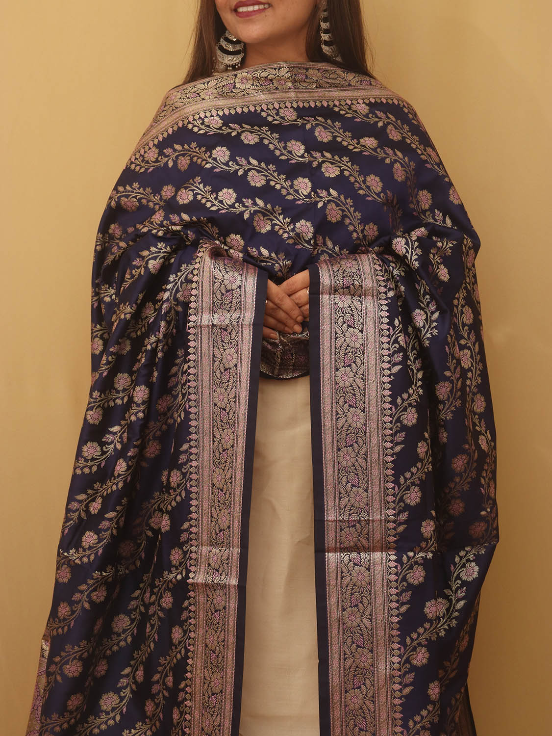 Blue Banarasi Silk Meenakari Dupatta - Luxurion World