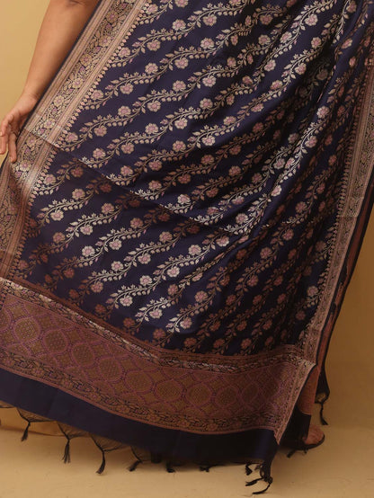 Blue Banarasi Silk Meenakari Dupatta - Luxurion World