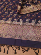Blue Banarasi Silk Meenakari Dupatta - Luxurion World
