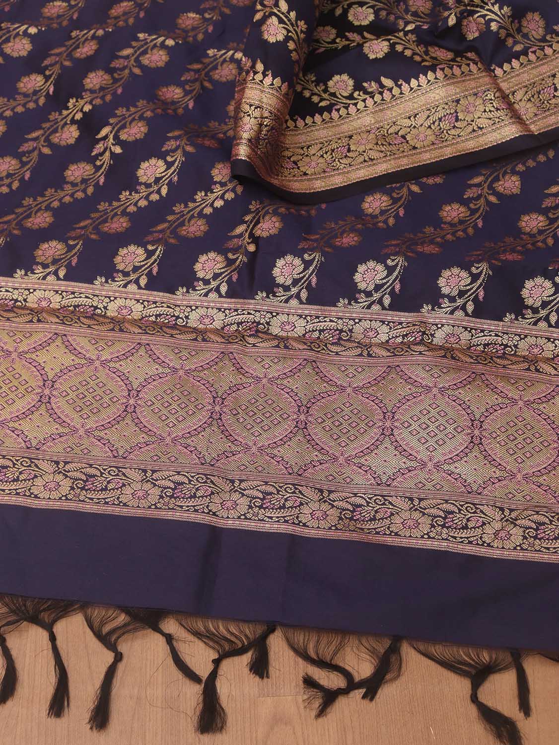 Blue Banarasi Silk Meenakari Dupatta - Luxurion World
