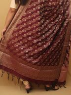 Maroon Banarasi Silk Meenakari Dupatta - Luxurion World