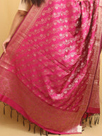 Pink Banarasi Silk Meenakari Dupatta - Luxurion World