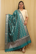 Greenish Blue Banarasi Silk Meenakari Dupatta - Luxurion World
