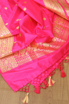Pink Handloom Banarasi Pure Katan Silk Kadwa Dupatta - Luxurion World