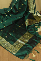 Green Handloom Banarasi Pure Katan Silk Kadwa Dupatta - Luxurion World