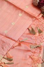 Exquisite Peach Handloom Banarasi Pure Katan Silk Dupatta - Luxurion World