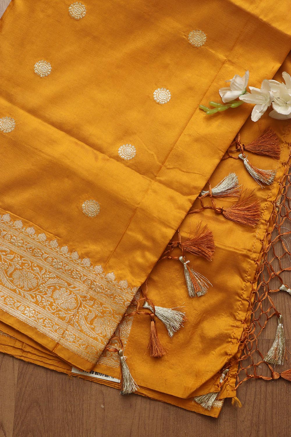 Yellow Handloom Banarasi Pure Katan Silk Dupatta - Luxurion World
