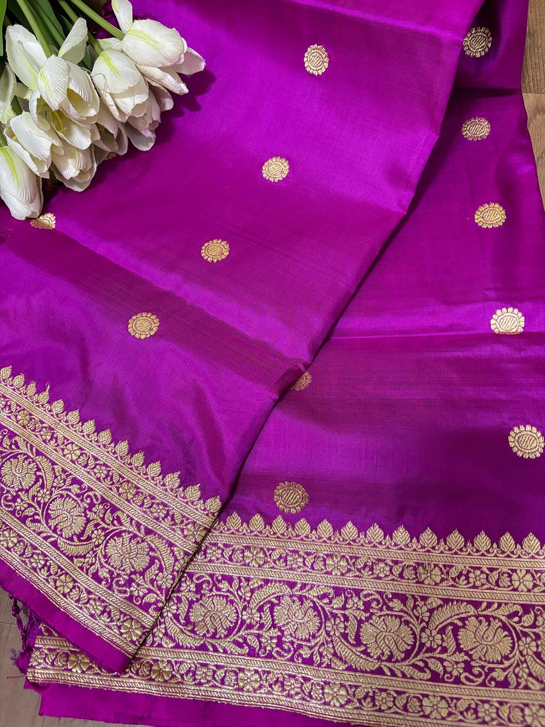 Exquisite Purple Handloom Banarasi Pure Katan Silk Dupatta - Luxurion World