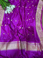 Exquisite Purple Handloom Banarasi Pure Katan Silk Dupatta - Luxurion World