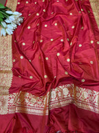 Red Handloom Banarasi Pure Katan Silk Dupatta - Luxurion World