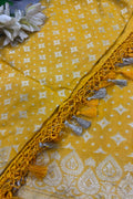 Yellow Banarasi Handloom Pure Moonga Silk Dupatta — Handwoven, Festive & Bridal