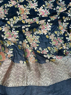 Black Banarasi Handloom Brush Dye Pure Georgette Dupatta — Brush Dye, Festive