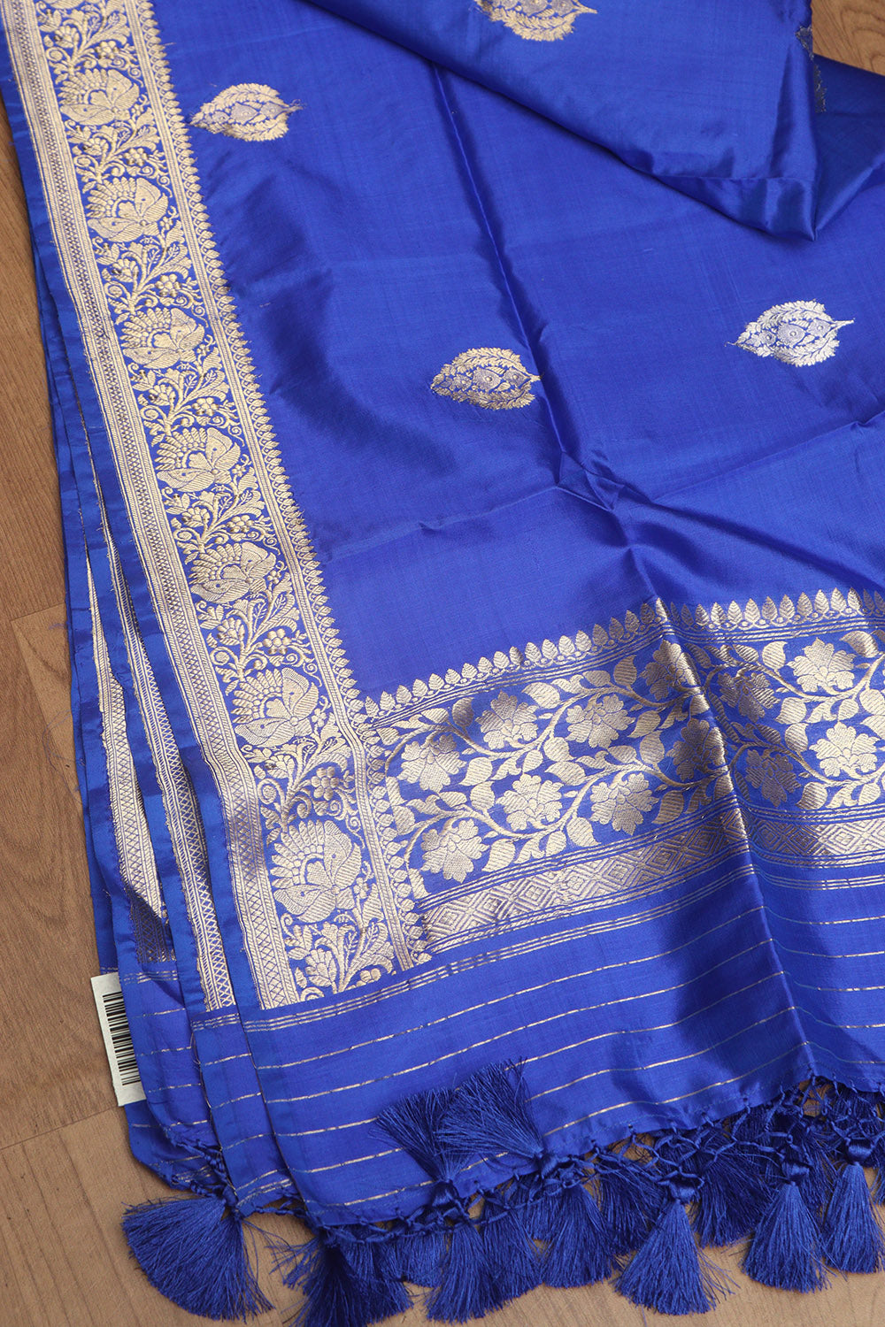 Blue Banarasi Handloom Pure Katan Silk Dupatta - Luxurion World- Crafted Heirlooms