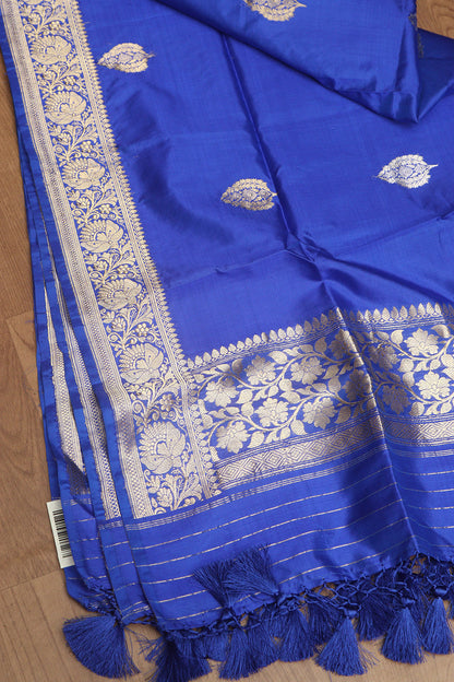 Blue Banarasi Handloom Pure Katan Silk Dupatta - Luxurion World