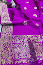 Pink Handloom Banarasi Pure Katan Silk Dupatta - Luxurion World- Crafted Heirlooms