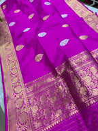 Pink Banarasi Handloom Pure Katan Silk Flower Design Dupatta