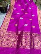 Pink Banarasi Handloom Pure Katan Silk Flower Design Dupatta