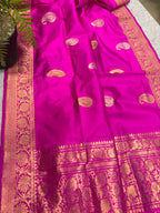 Pink Banarasi Handloom Pure Katan Silk Paisley Design Dupatta