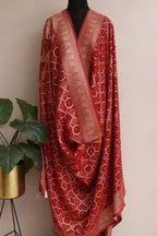 Red Banarasi Bandhani Weaved Georgette Dupatta - Luxurion World- Crafted Heirlooms