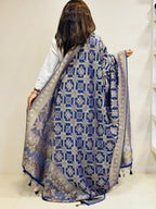 Elegant Blue Banarasi Bandhani Georgette Dupatta - Luxurion World- Crafted Heirlooms