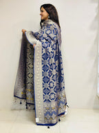 Elegant Blue Banarasi Bandhani Georgette Dupatta - Luxurion World- Crafted Heirlooms