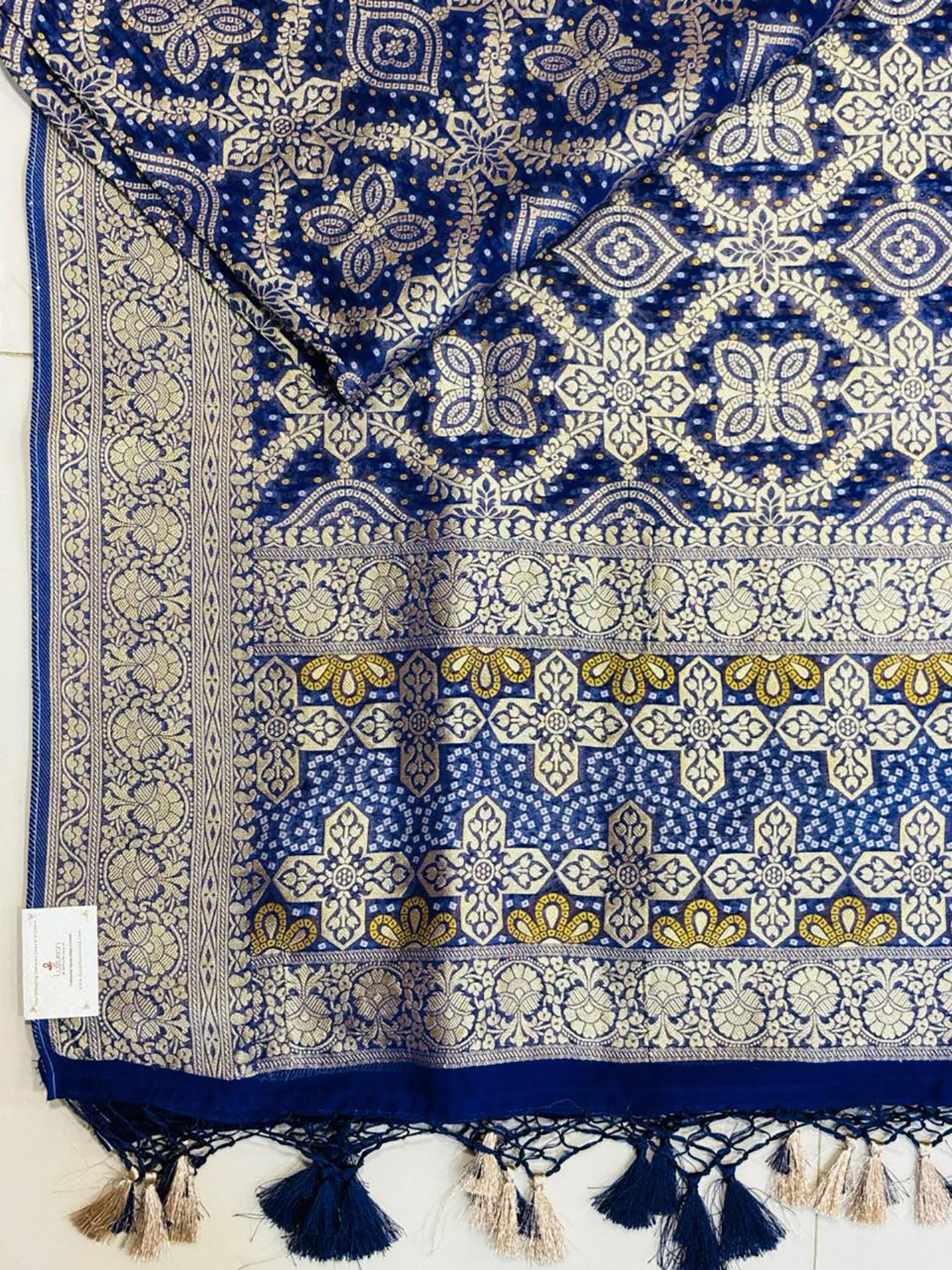 Elegant Blue Banarasi Bandhani Georgette Dupatta - Luxurion World- Crafted Heirlooms