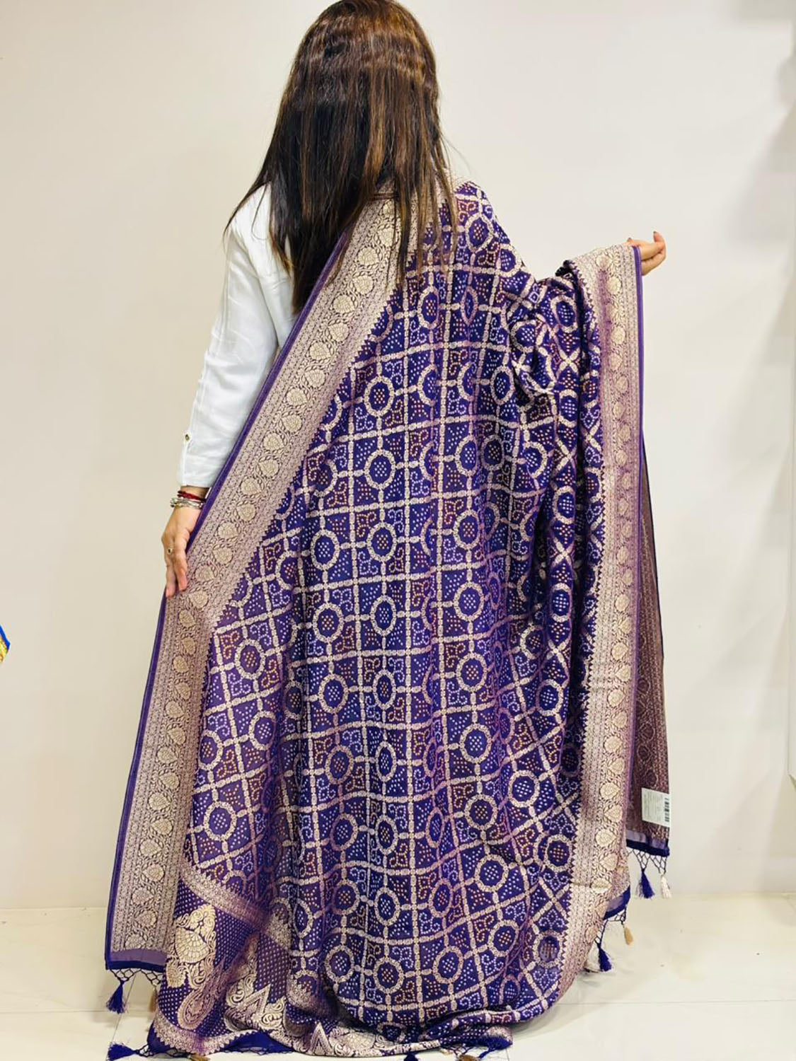 Stunning Purple Banarasi Bandhani Weaved Georgette Dupatta - Luxurion World