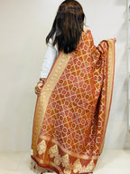 Brown Banarasi Bandhani Georgette Dupatta - Luxurion World- Crafted Heirlooms