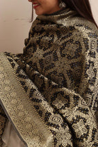 Elegant Black Banarasi Bandhani Weaved Georgette Dupatta - Luxurion World- Crafted Heirlooms