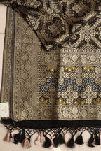 Elegant Black Banarasi Bandhani Weaved Georgette Dupatta - Luxurion World- Crafted Heirlooms