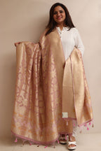 Stunning Pink Banarasi Bandhani Weaved Georgette Dupatta - Luxurion World