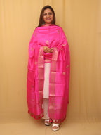Pink Handloom Banarasi Chiniya Silk Boota Design Dupatta - Luxurion World