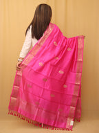 Pink Handloom Banarasi Chiniya Silk Boota Design Dupatta - Luxurion World
