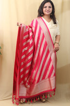 Pink Banarasi Silk Dupatta - Luxurion World
