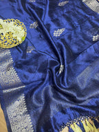 Blue Banarasi Handloom Chiniya Silk Dupatta - Elegant Style - Luxurion World