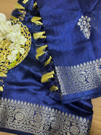 Blue Banarasi Handloom Chiniya Silk Dupatta - Elegant Style - Luxurion World