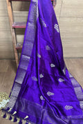 Purple Banarasi Handloom Chiniya Silk Dupatta - Elegant Style - Luxurion World