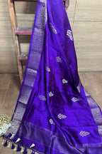 Purple Banarasi Handloom Chiniya Silk Dupatta - Elegant Style - Luxurion World
