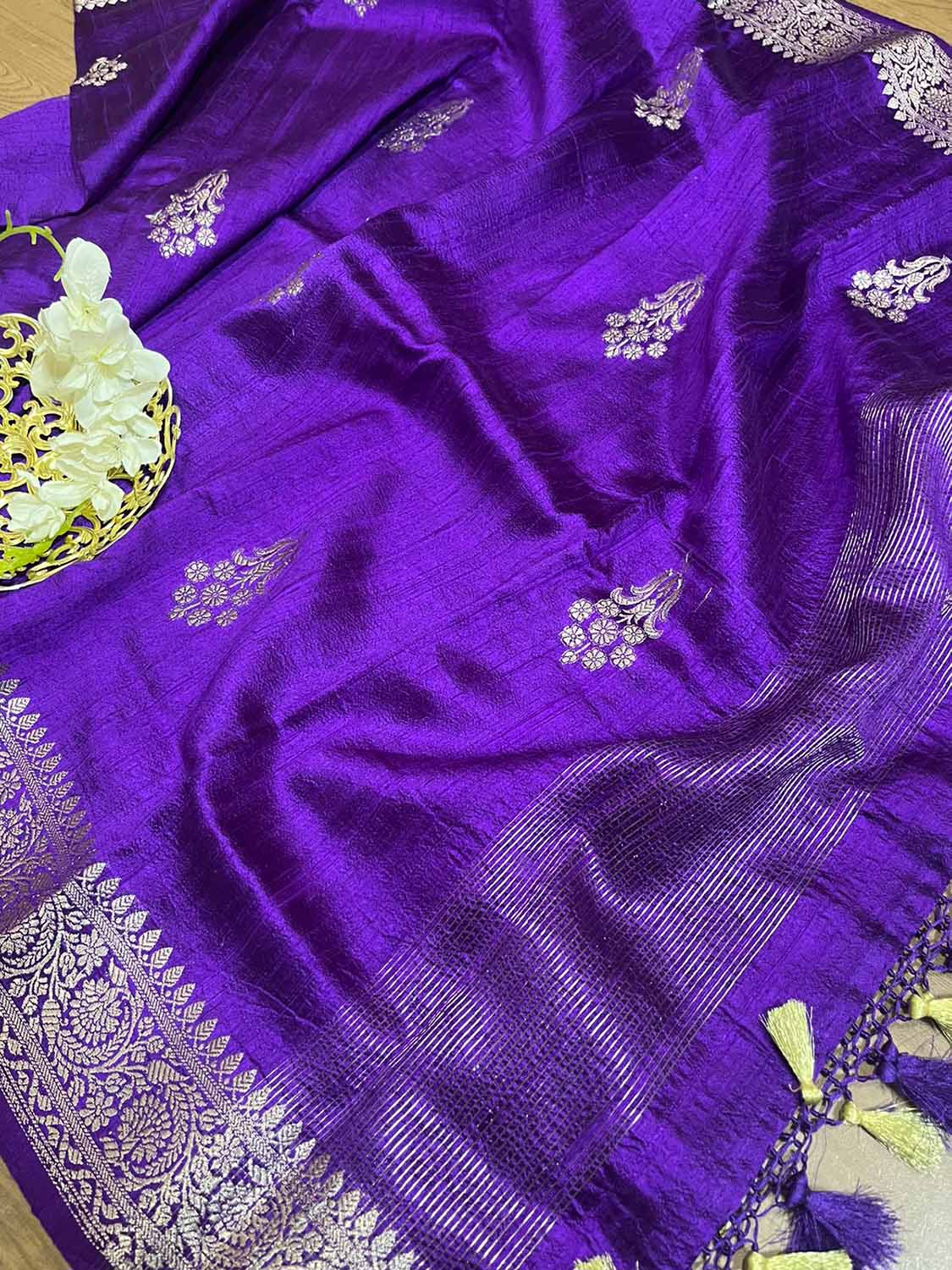 Purple Banarasi Handloom Chiniya Silk Dupatta - Elegant Style - Luxurion World