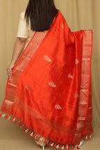Orange Banarasi Handloom Raw Silk Dupatta - Elegant and Timeless - Luxurion World