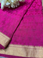 Exquisite Pink Banarasi Handloom Pure Moonga Silk Dupatta - Luxurion World- Crafted Heirlooms