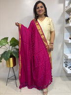 Exquisite Pink Banarasi Handloom Pure Moonga Silk Dupatta - Luxurion World- Crafted Heirlooms