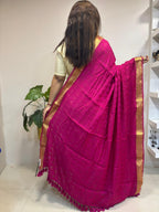 Exquisite Pink Banarasi Handloom Pure Moonga Silk Dupatta - Luxurion World- Crafted Heirlooms