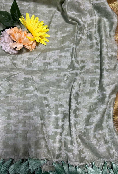 Elegant Pista Green Banarasi Handloom Pure Moonga Silk Dupatta - Luxurion World