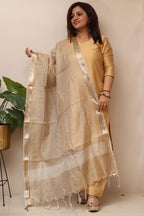 Dyeable Banarasi Handloom Tissue Silk Crushed Dupatta - Luxurion World- Crafted Heirlooms